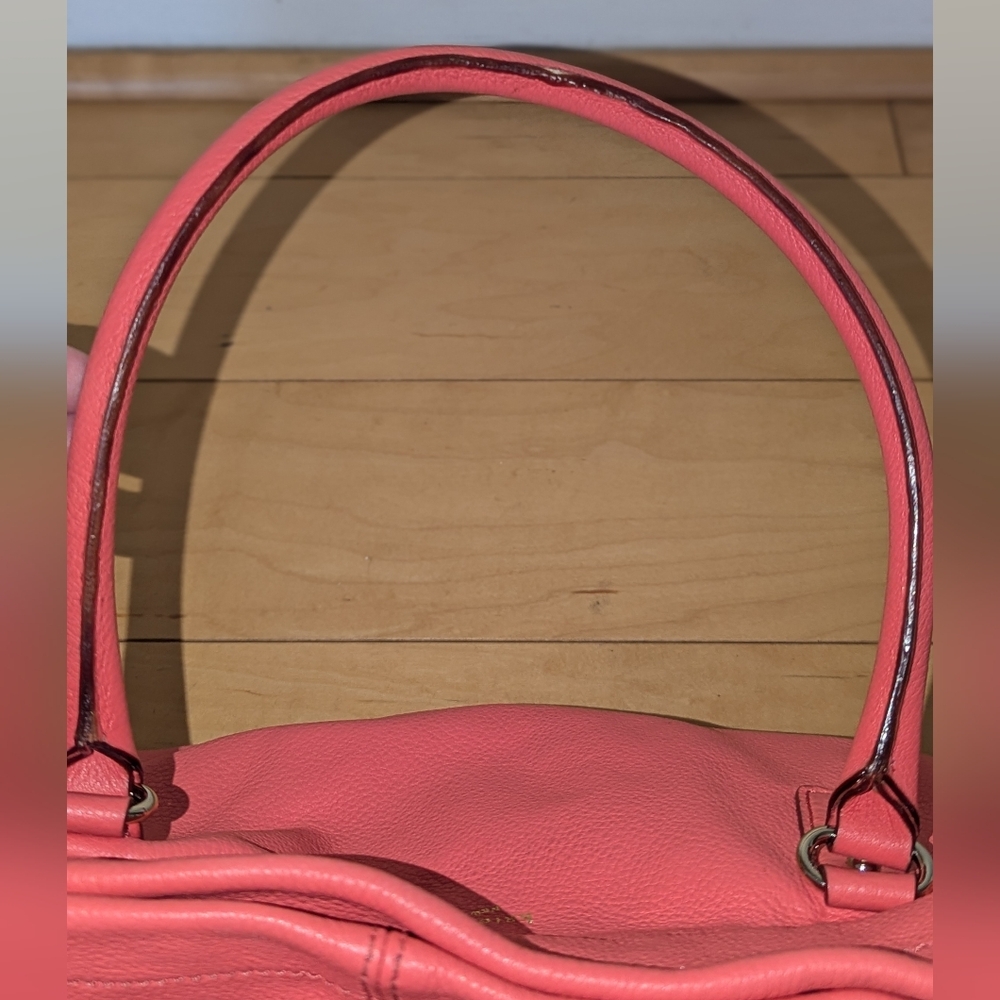 Kate Spade Darien Drawstring Leather Shoulder Bag Coral Pink Gold - Picture 6 of 15
